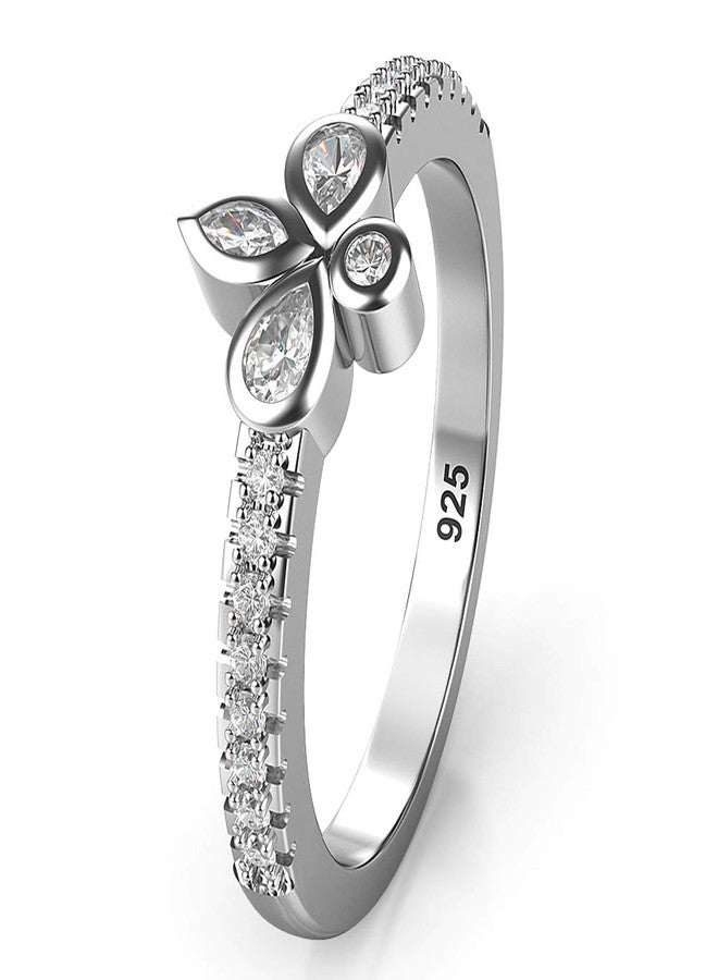 Metal Factory Sz 8.0 Solid Sterling Silver CZ Fleur de lis Wedding Engagement Ring - Image 1